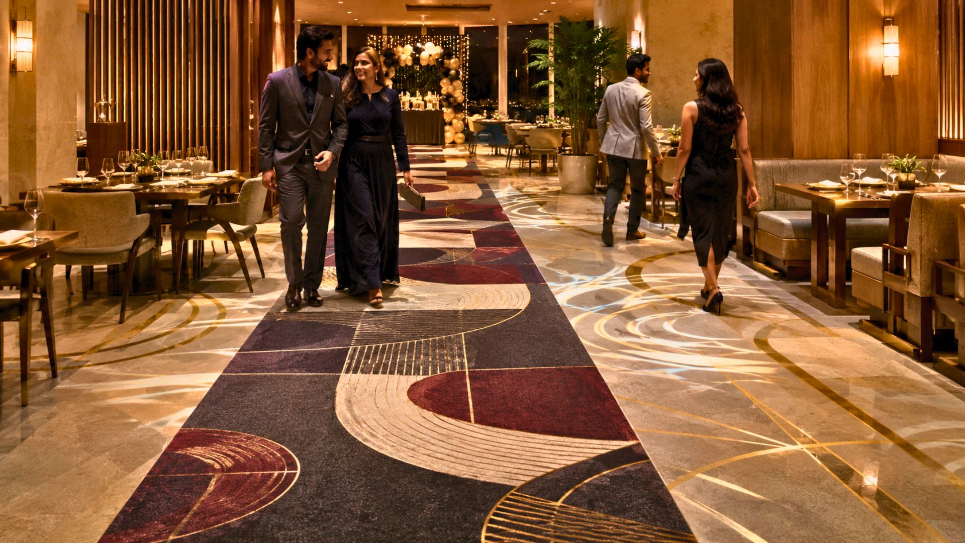 Decorated floors adding to a festive New Year celebration